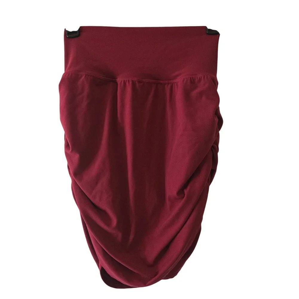 Athleta Red Ruched Skirt Womens Small Athletic Stretch Pull On Activewear - Picture 2 of 10